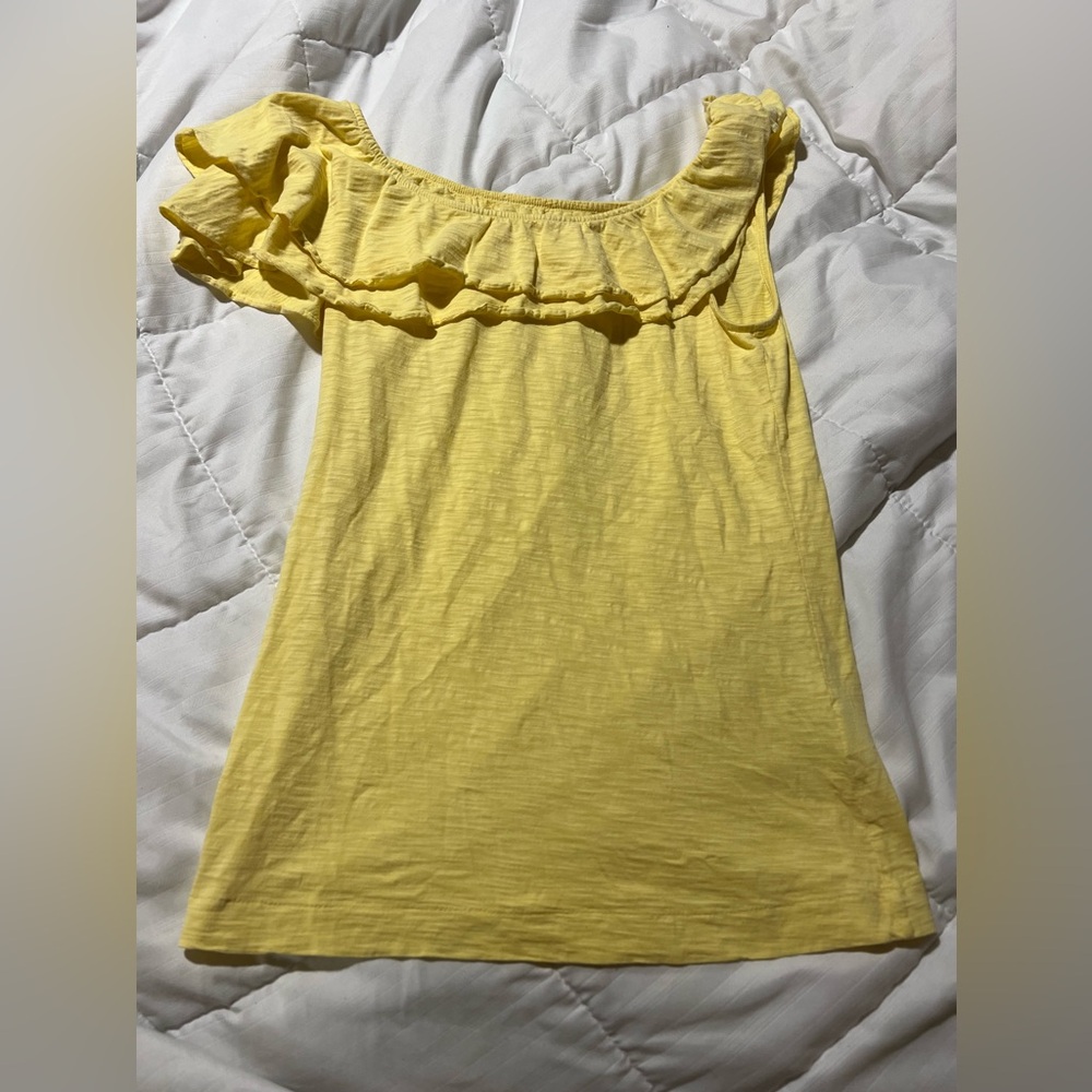 Lilly Pulitzer Ruffled Angled Sleeveless Tank Top In Yellow Size Small Pin Hole
